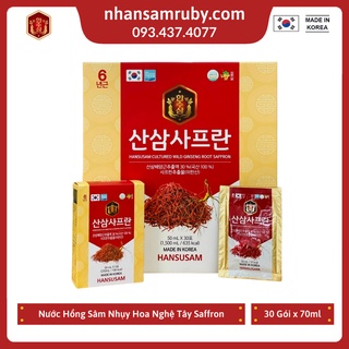 Nước hồng sâm núi nhụy hoa nghệ tây saffron hansusam 365 hàn quốc, hộp 30 gói x 50ml