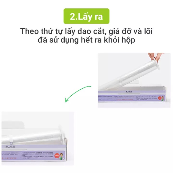 Combo 1 màng bọc thực phẩm PE + 1 lõi màng bọc  MyJae Đài Loan 30cm x 120m dạng dao cắt trượt bảo quản thực phẩm