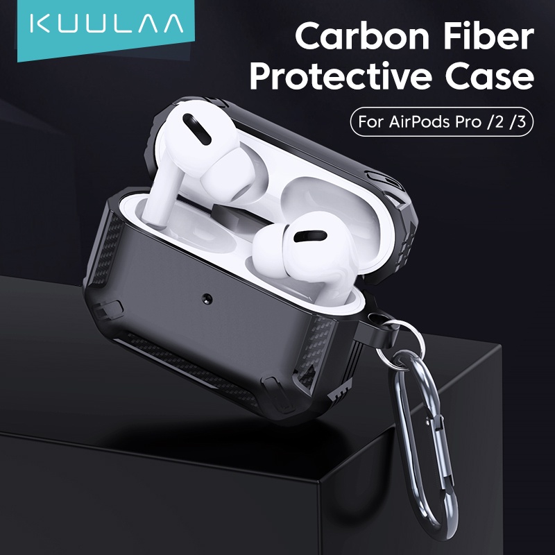 KUULAA Vỏ tai nghe không dây bằng sợi Carbon TPU Vỏ tai nghe Bluetooth Airpod chống sốc cho Airpods 