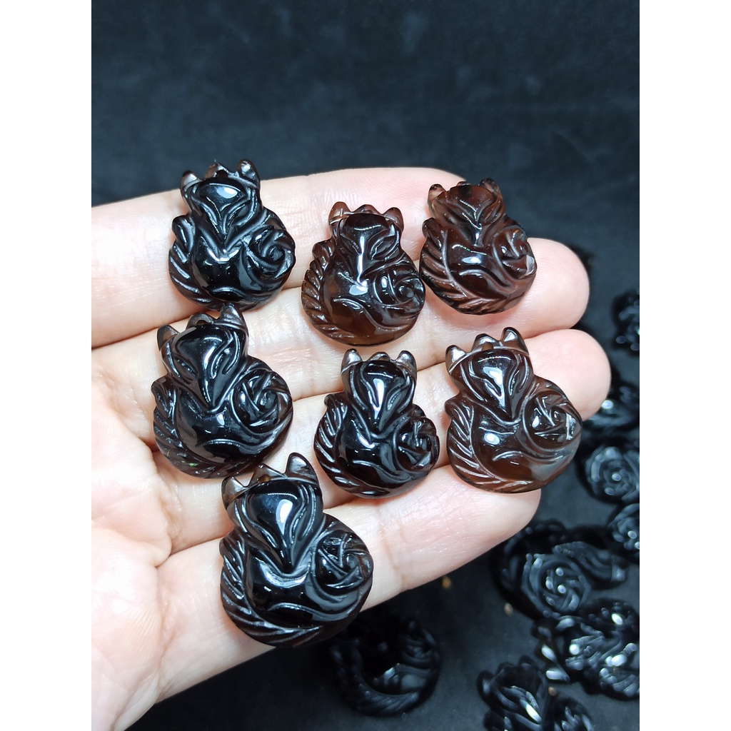 Mặt dây hồ ly TA đen 14x18mm cho nữ mệnh Thủy và Mộc - TUDO phong thủy có kiểm định
