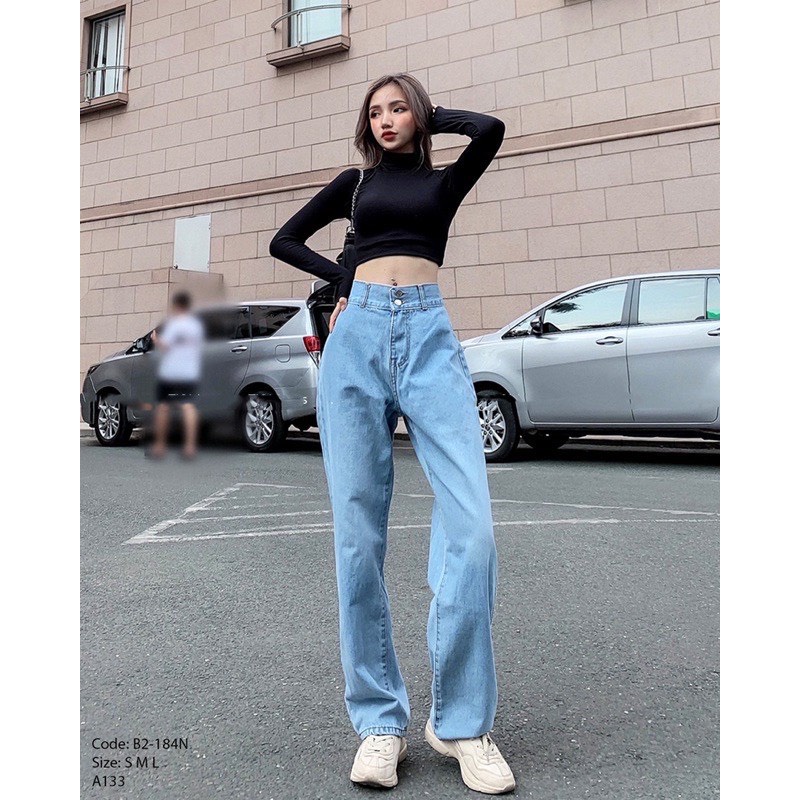 [HOT DEAL] QUẦN JEAN SUÔNG,Quần Jean Ống Rộng Nữ  Phong Cách Streetstyle, quần suông lưng cao 2 nút