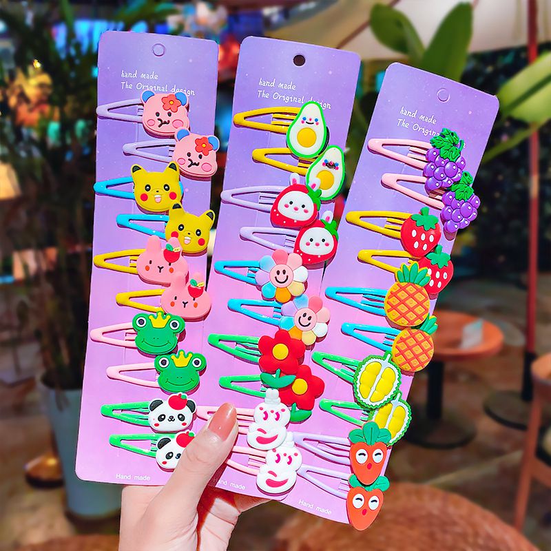 Set 10 Kẹp Tóc Họa Tiết Hoạt Hình Dễ Thương Cho Bé Gái