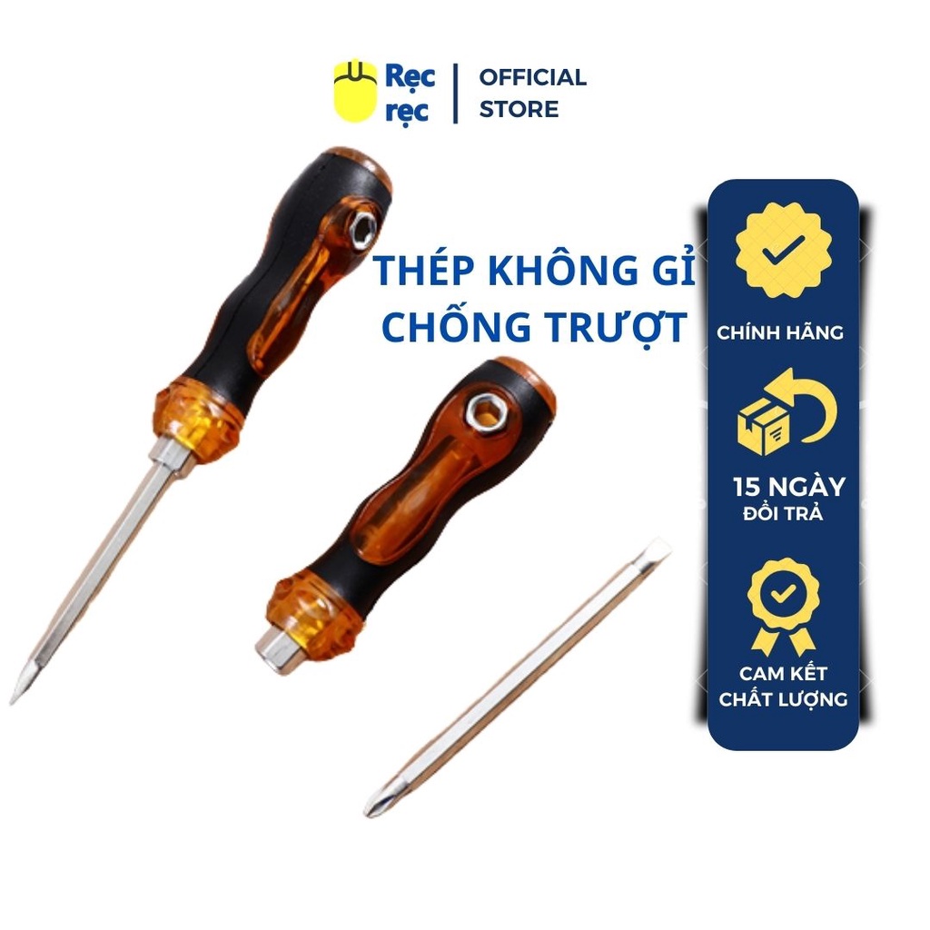 Tua vít 2 đầu - Dài 15cm - Thép hợp kim chống gỉ sét, tay cầm chống trượt