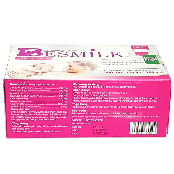 Besmilk - Hỗ trợ lợi sữa, hỗ trợ giảm nguy cơ tắc tuyến sữa
