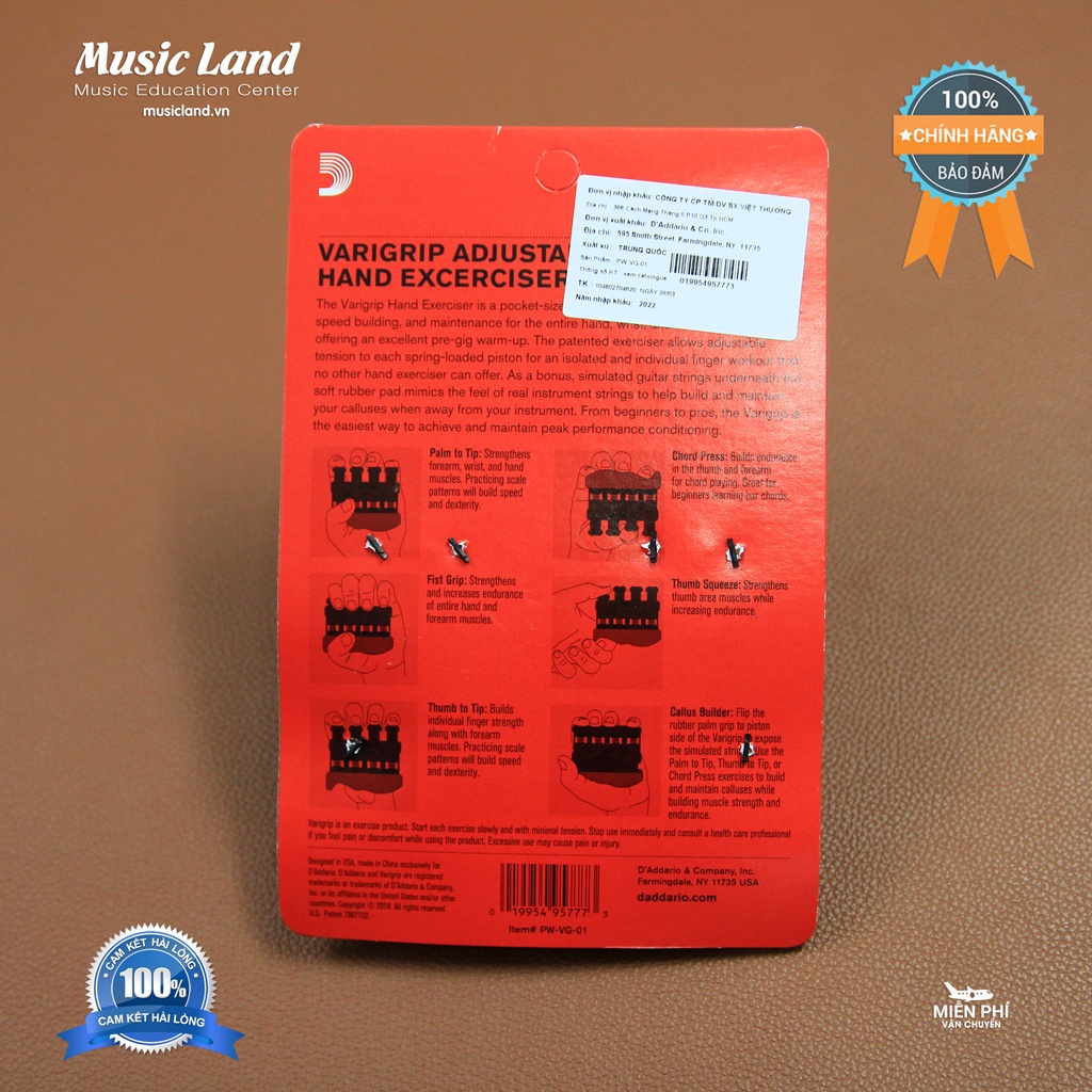 Máy Tập Lực Ngón Tay Chơi Đàn Guitar D’Addario PW-VG-01 – Chính Hãng