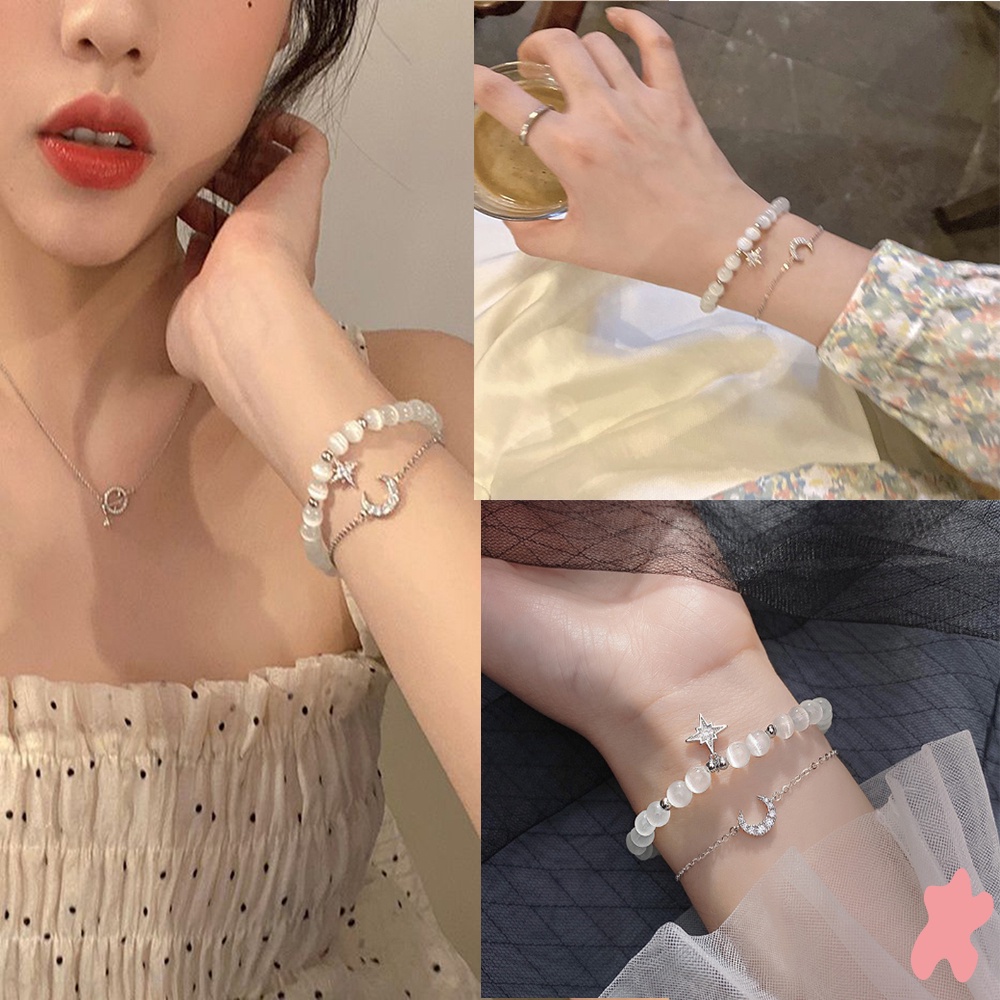 ★★★ [Có Sẵn] 2 Vòng Tay Chuỗi Hạt Đá Opal Nữ Tính Thanh Lịch Hợp Thời Trang