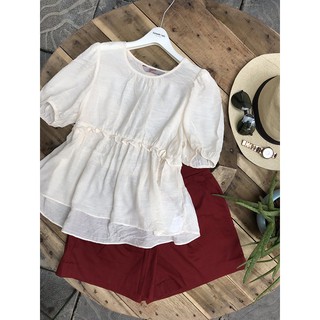 [Mã SKAMLTSM9 giảm 10% đơn 99K] Sơ mi 8SECOND dáng babydoll xếp nhún