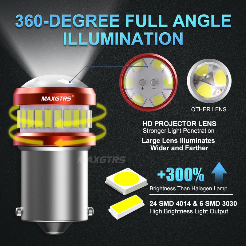 MAXGTRS Bộ 2 Đèn LED Tín Hiệu Cho Xe Hơi P21W LED 1156 BA15S W21W T20 7440