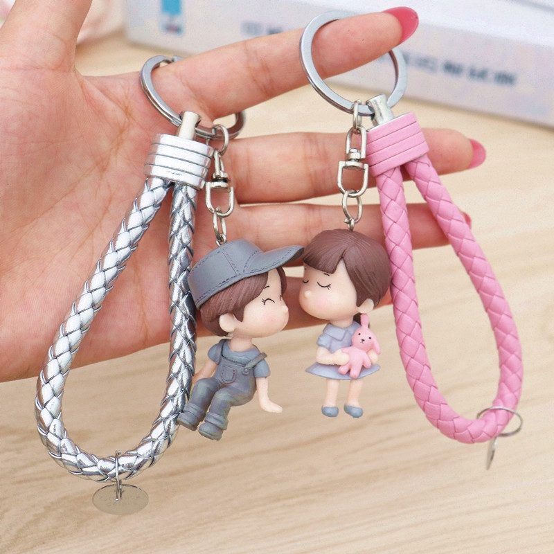 Cặp móc khóa hình cặp đôi kiểu hoạt hình dễ thương