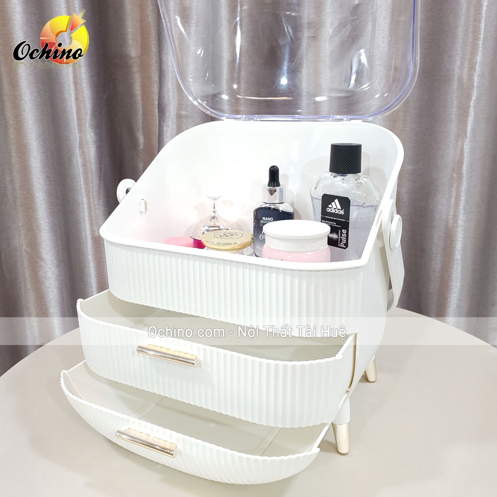 Kệ Để Đồ Trang Điểm, Kệ Để Mỹ Phẩm Nhập Khẩu Cao Cấp có quay xách và có nắp chống bụi ( hàng có sẵn)