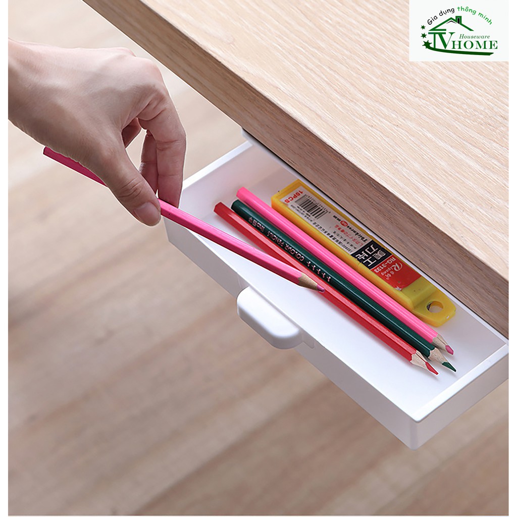 Ngăn kéo mini - ngăn kéo dưới bàn có miếng dán siêu chắc dành cho văn phòng, gia đình sắp xếp lưu trữ đồ cực tiện dụng.