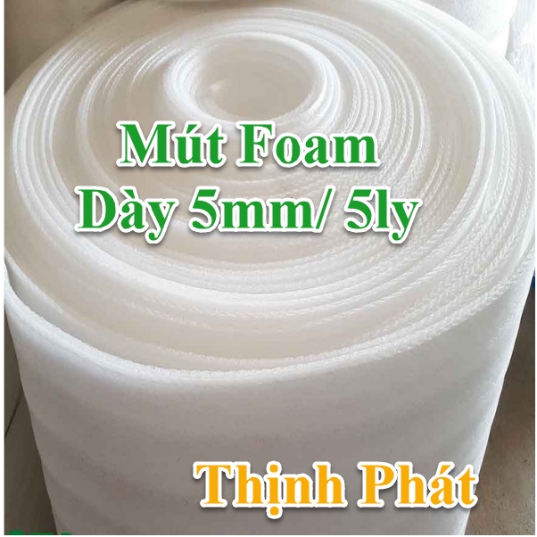 Cuộn Mút Trắng Pe Foam Dày 5mm/ 5ly Dày, Đủ Mét