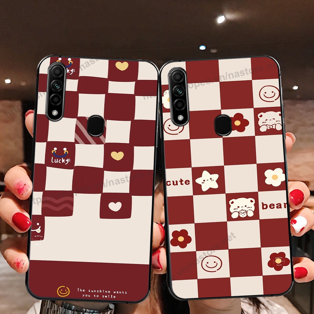 Ốp lưng Oppo A31 2020 / A8 trái tim hình gấu cute cá tính, giá rẻ, cực bền
