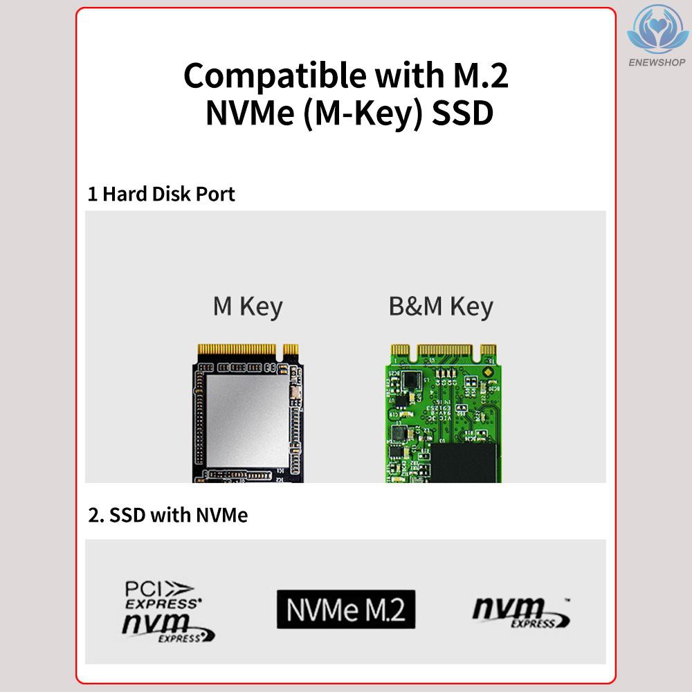 【enew】LM-914 USB 3.1 Type-C to PCI-E M.2 NVMe SSD Enclosure Adapter Converter for Windows OSX Linux Silver