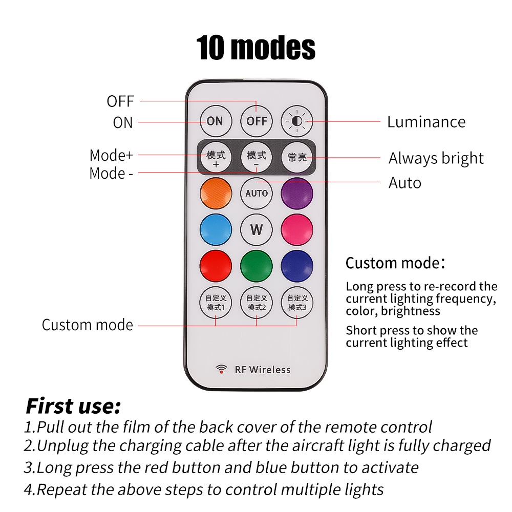 Đèn LED Mini RGB 7 Màu Sắc Tùy Chọn Kèm Điều Khiển Từ Xa Tiện Dụng Cho Xe Đạp / Xe Máy
