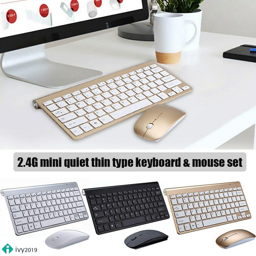 ✨【ivy】 Mini Wireless Keyboard And Mouse Set Waterproof 2.4G For Mac Apple PC Computer