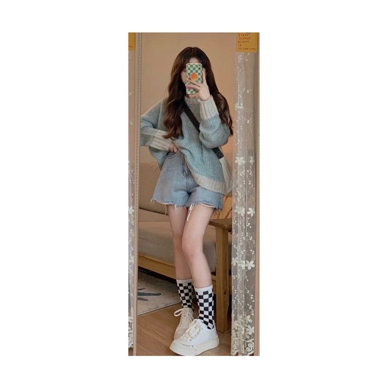 Áo Sweater Chui Đầu Dáng Rộng Màu Sắc Hợp Thời Trang Cho Nữ