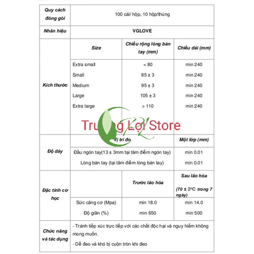 Găng Tay Cao Su Thiên Nhiên Y Tế Có Bột Vglove  Hàng Công Ty - Xuất VAT Free