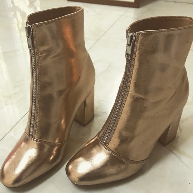 Giầy ankle boots F21 màu rose gold