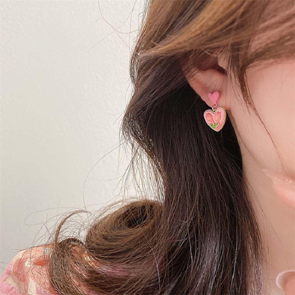 Bông Tai Hợp Kim Hình Hoa Tulip Phong Cách Cổ Điển Cho Nữ