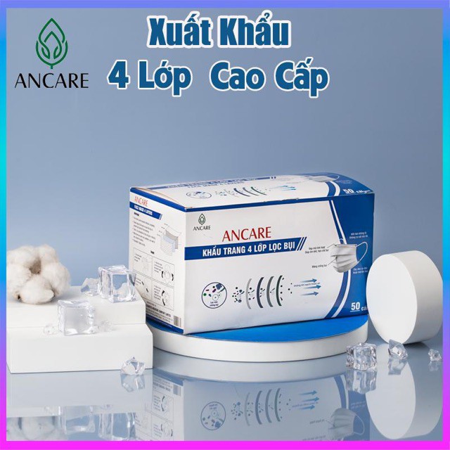 [SALE HÀNG THƯƠNG HIỆU]1 Thùng (50 Hộp) Khẩu Trang Kháng Khuẩn 4 Lớp ANCARE Màu Xanh, Màu Trắng (chỉ 18.000đ/hộp) | BigBuy360 - bigbuy360.vn