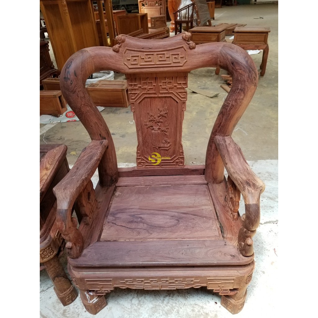 Bàn ghế gỗ cẩm lai xịn | Minh quốc triện tay 10 – 10 món