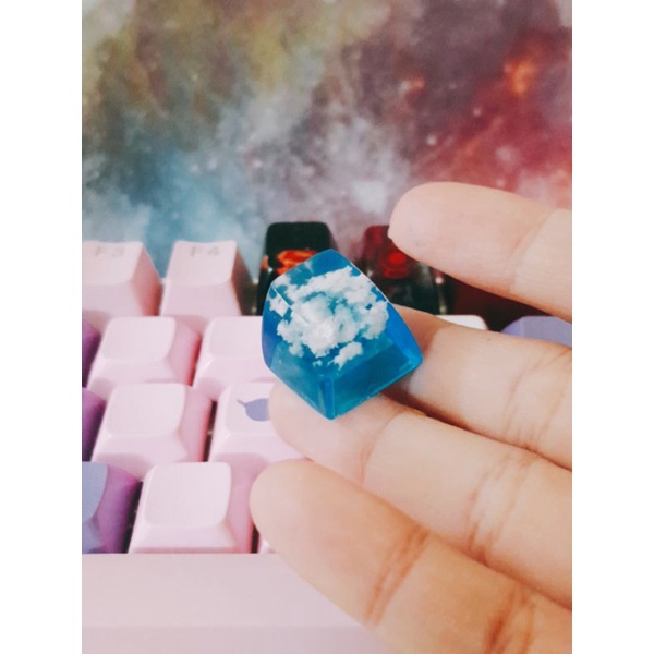 Nút bàn phím SA profile 1u Cloudy Sky Resin Keycap - Nút bàn phím cơ trong suốt hình mây