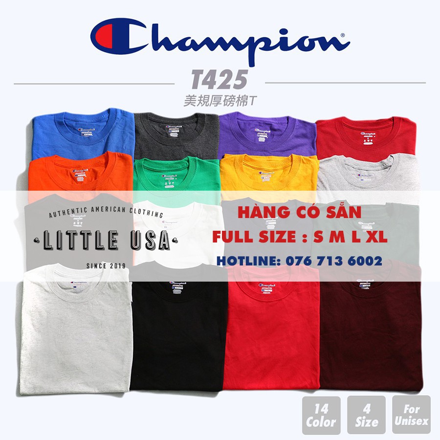 Áo thun Champion Trơn - Champion Basic Tee - Champion Blank Tee - Champion T425 - 100% AUTHENTIC SHIPPED USA