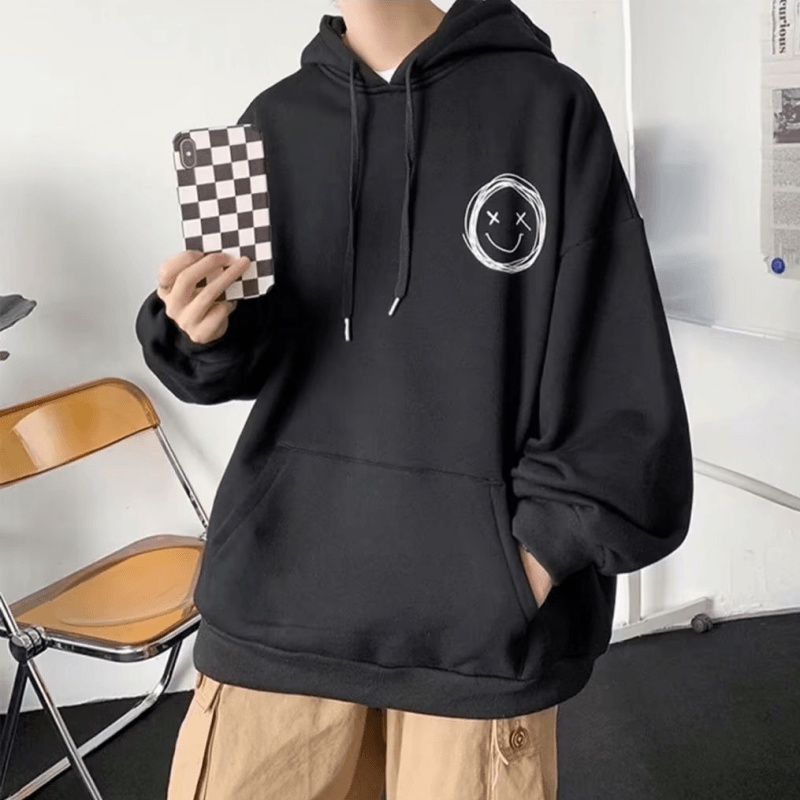 Áo hoodie Dáng Rộng In Hình Phong Cách hip hop Đường Phố Hàn Quốc Chất Lượng Cao Cỡ M-5XL Cho Nam