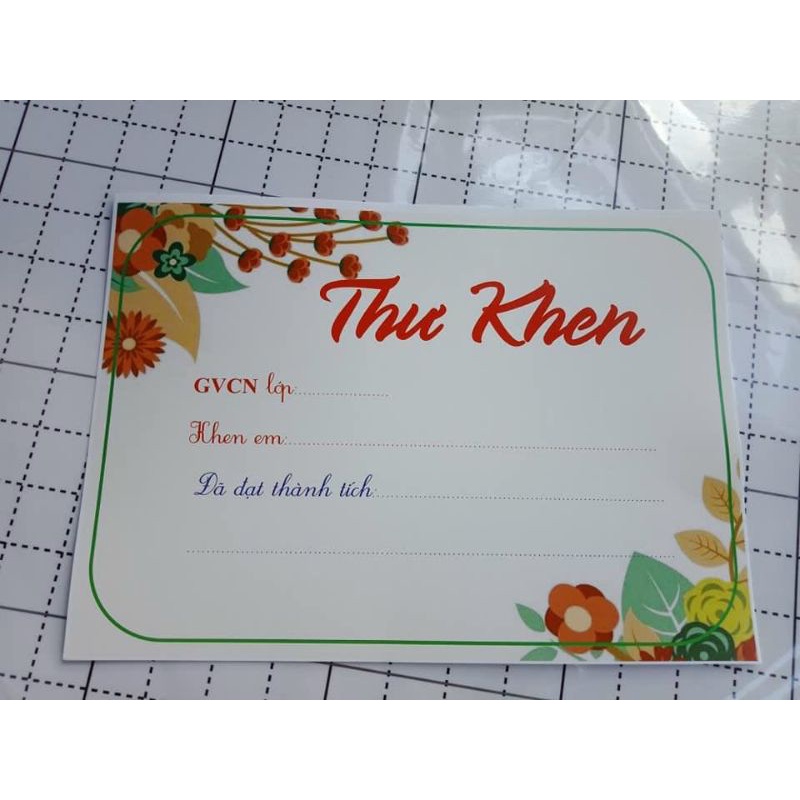 Combo 10 thư khen thưởng học sinh, in giấy bìa, kích thước a5