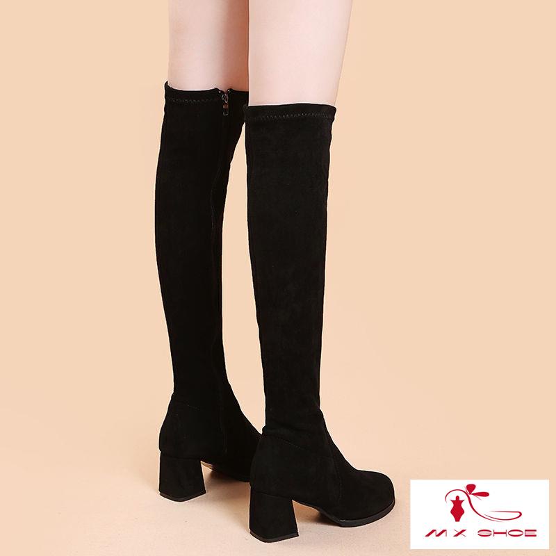M & X ~  Giày Bốt Martin Cao Qua Gối Có Dây Kéo Dễ Phối Đồ Cho Nữ