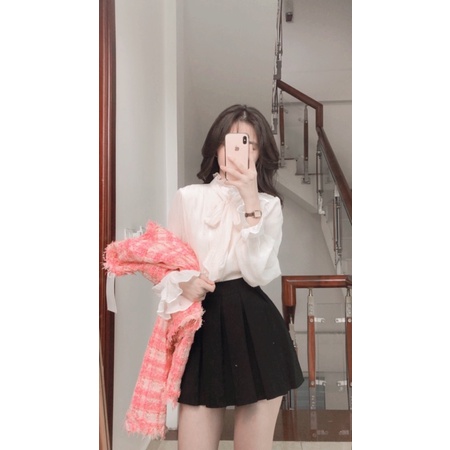 Áo sơ mi buộc nơ hàng quảng châu( ảnh thật shop chụp)