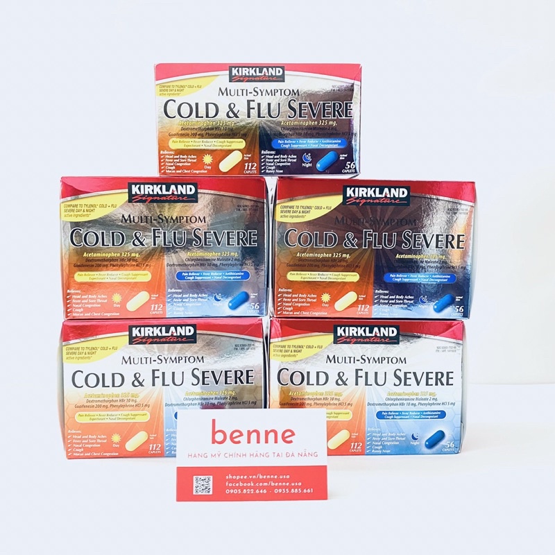 Viên uống Kirkland Cold & Flu Multi-Symptom Daytime & Nighttime 168 viên của Mỹ