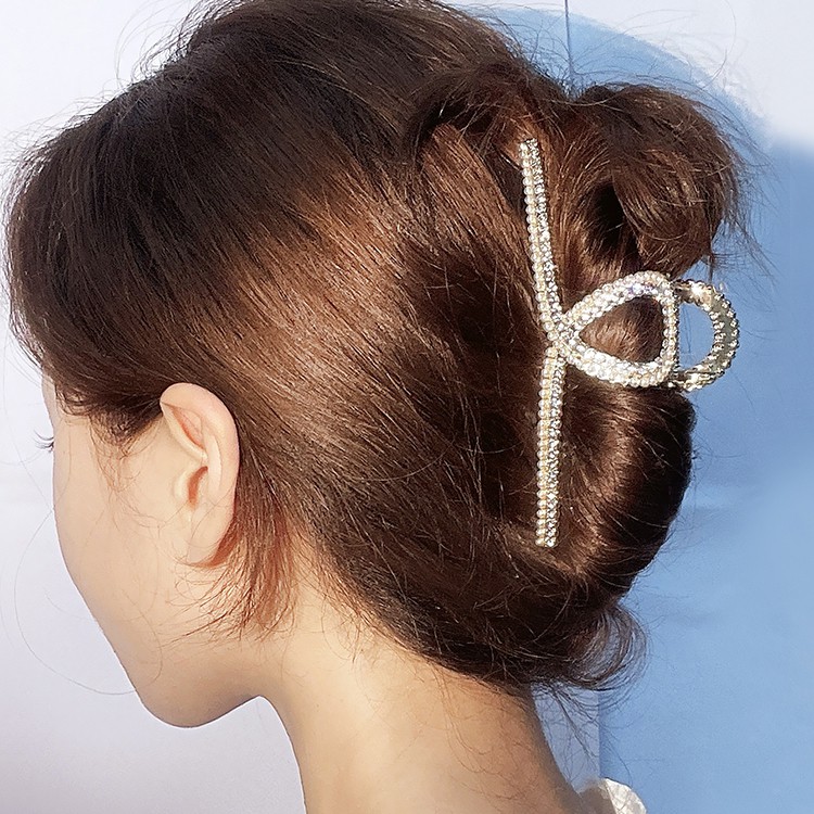 Kẹp Tóc Kim Loại Màu Vàng Đính Đá Lấp Lánh Phong Cách Hàn Quốc Dành Cho Nữ