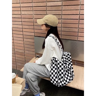 Túi checked tote caro unisex (có sẵn)