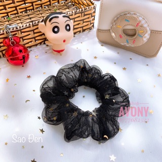 Scrunchies vải đính sao lấp lánh