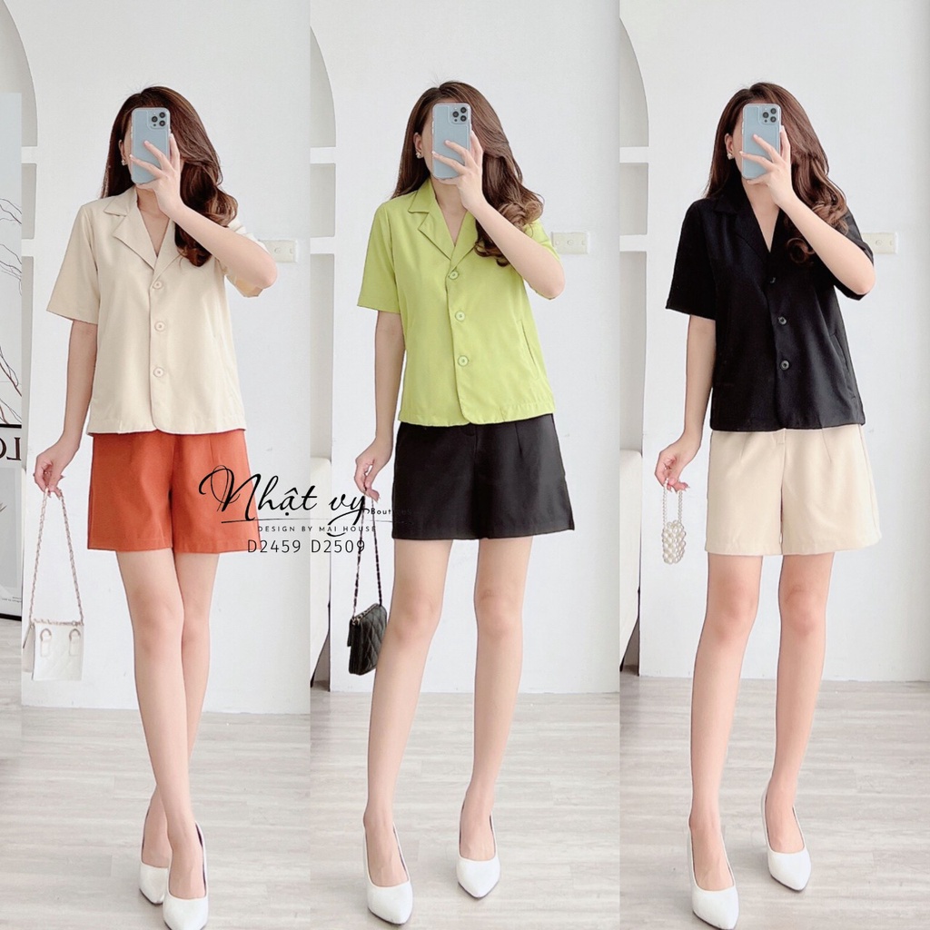 Áo công sở cổ vest Nhật Vy gài nút dáng suông chất cotton phù hợp đi chơi dạo phố hẹn hò cafe - D2459