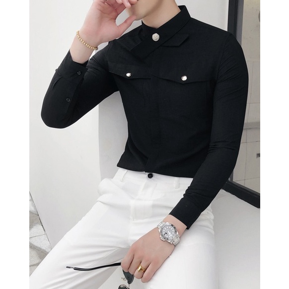 Áo sơ mi nam, Áo sơ mi dài tay làm từ hỗn hơp rợi tổng hợp, co giãn nhẹ, mặc thoải mái, thấm hút mồ hôi N11