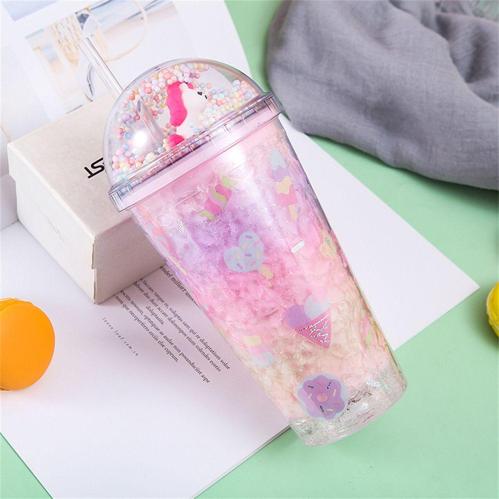 Bình Nước Kỳ Lân Dễ Thương Kèm Ống Hút 450ml Ket1