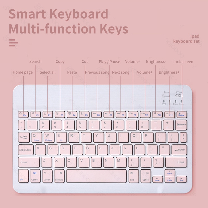 NIXXOS Bộ Bàn Phím Bluetooth Không Dây 10 inch Cho iPad Android Tablet Laptops &amp; Điện Thoại Thông Minh Trọng Lượng Nhẹ