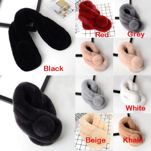 Khăn quàng cổ phối lông thỏ giữ ấm thời trang