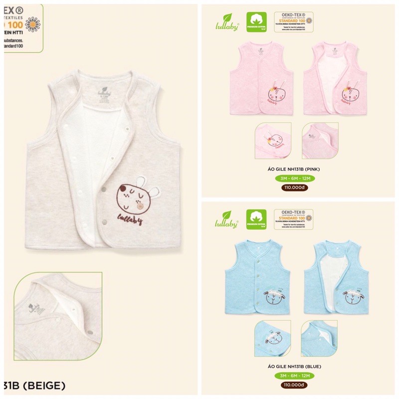 Gile nỉ bông bé trai/ gái Lullaby 12m-4Y