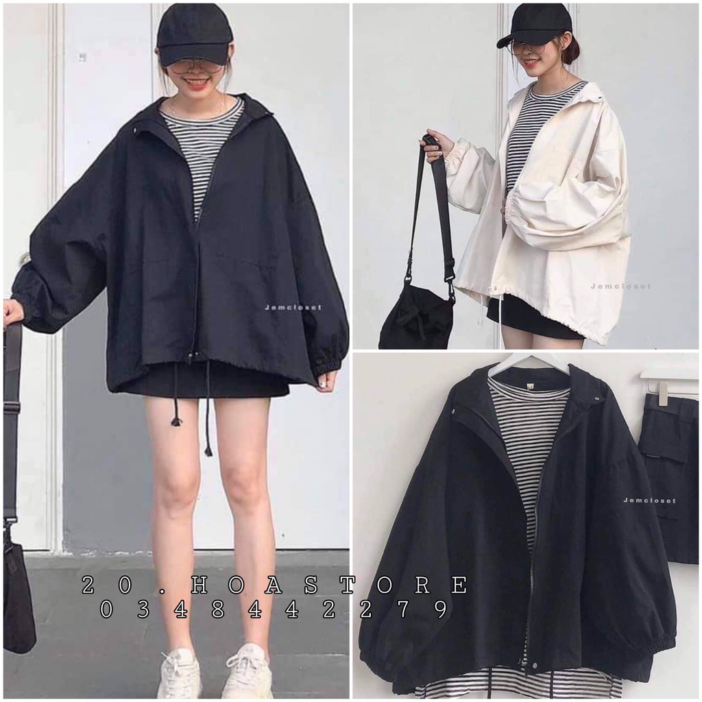 ÁO KHOÁC KAKI HARA BASIC UNISEX KHOÁ KÉO CÚC BẤM - JACKET SƠ MI TAY BỒNG FORM THỤNG ĐEN BE ULZZANG