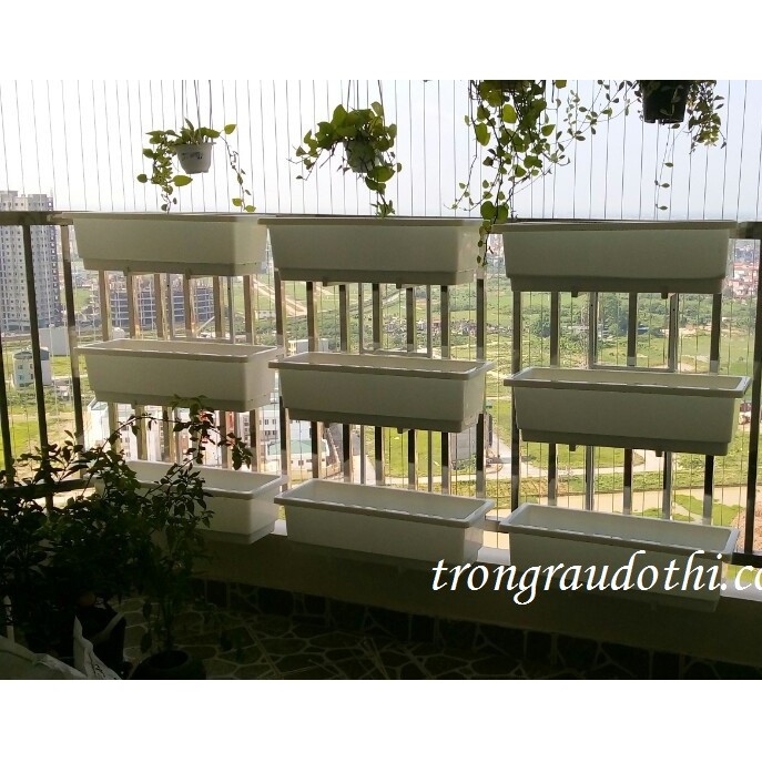 Combo 3 bộ giá kệ móc treo trồng cây ban công  kèm chậu thông minh 67x24 cao 20cm