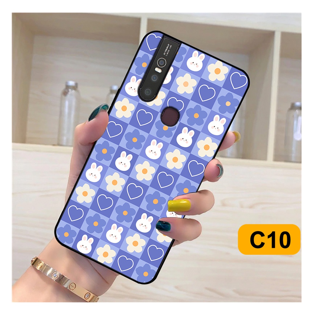Ốp lưng Vivo V15 / V15 Pro in hoạ tiết caro trái tim đen trắng, gấu bear cute đáng yêu