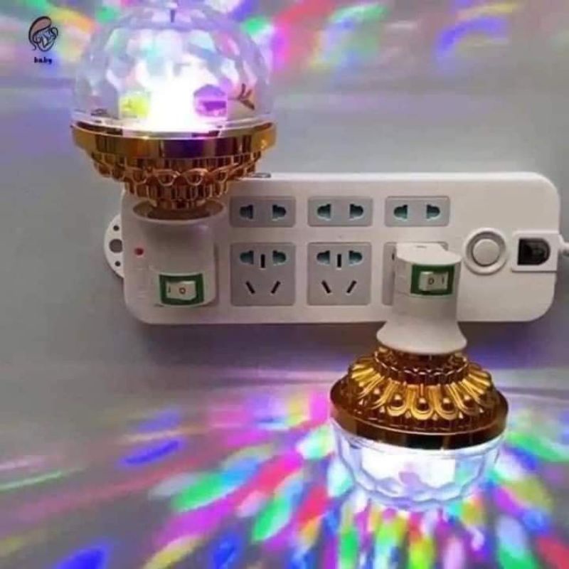 Đèn led 7 màu xoay sân khấu, vũ trường, tặng kèm đui đèn