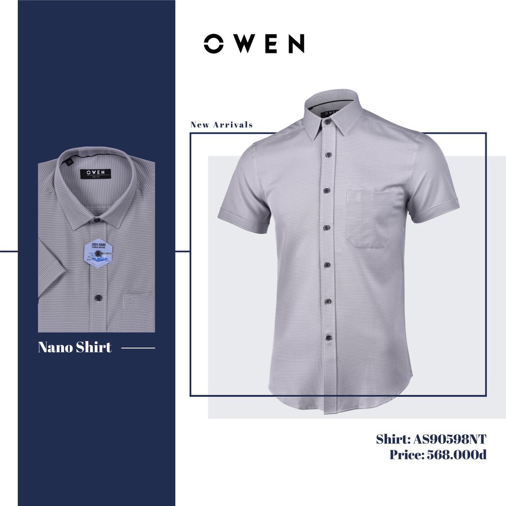 OWEN - Áo sơ mi ngắn tay Owen slimfit chất Nano 90598