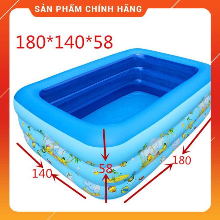 Bể bơi phao 3 tầng hình chữ nhật 1m8 cho bé