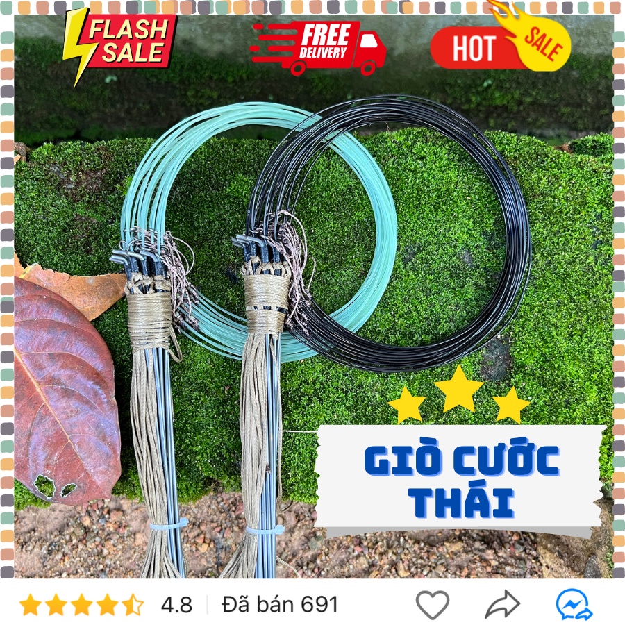Giò cước thái bẫy quốc, gà đồng, trích, bộ 20 chân, dài 25cm, 15cm, khoen thép đúc siêu nhạy