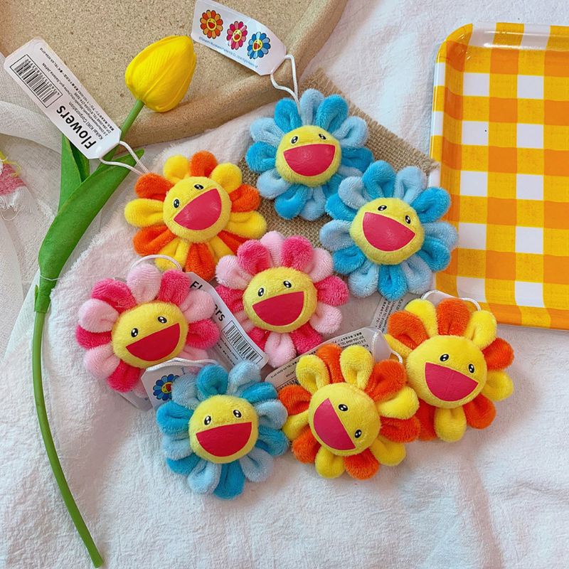 Móc Khóa Hình Hoa Hướng Dương Giả Màu Cầu Vồng Dễ Thương